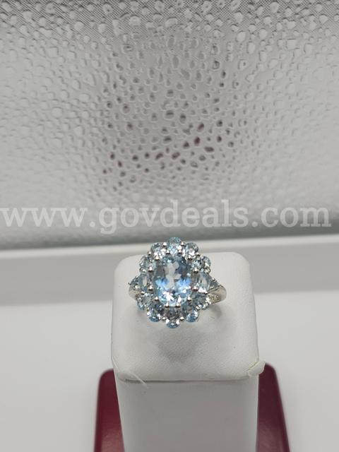 Ladies London Blue Topaz Solid Sterling Silver Ring Size 7