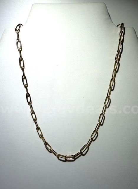 24kt Gold Filled, 16 Inch, Paper Clip Chain Necklace