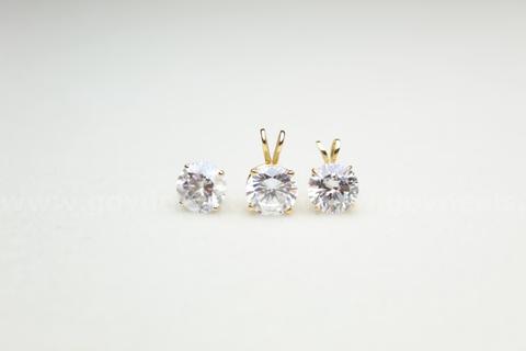 Lot of (3) 14K Gold Pendants w/ CZ Stones