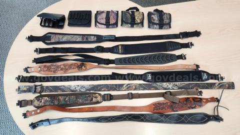 Firearm Accessories Lot - (9) Assorted Rifle Slings, (3) Belt Ammo Pouches & Gear