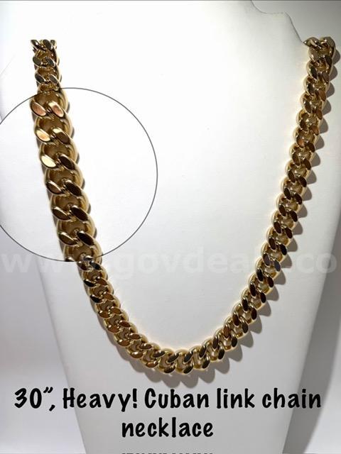 Gorgeous, 24kt Gold Filled, 30” Heavy, Full Cuban Link Chain Necklace