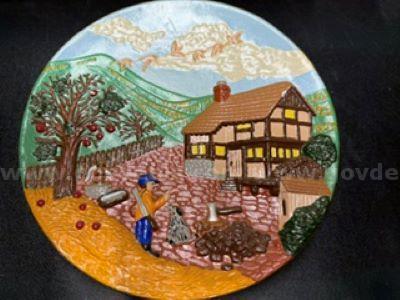 70s, Hand Painted Plate, Vintage, Good Condition