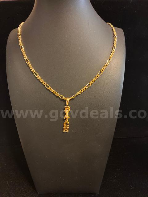 Beautiful, 24”,Figaro Chain Necklace W/ 1 3/4” BITCH Pendant, 24K Real Gold Filled.
