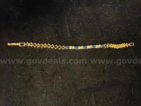 Beautiful, 7” CZ Sapphire Birthstone Tennis Bracelet, 24K Real Gold Filled. FREE SHIPPING W/ BUY NOW