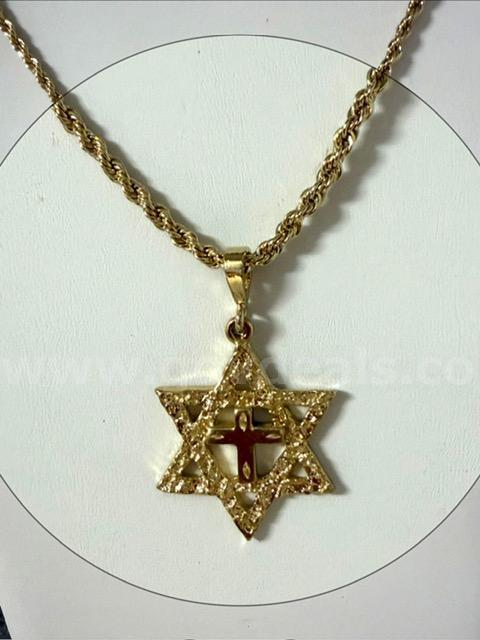 Magnificent, 22 Inch, 4MM, 24kt Gold Filled, Diamond Cut Rope Chain W/Star of David Pendant