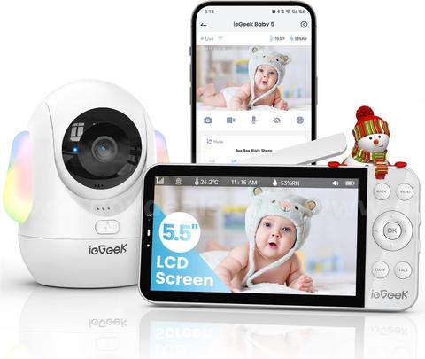 SHIPPING AVAILABLE ieGeek 5.5" Baby Monitor,Audio Monitor with 2.5K Ultra HD 2.4G&5Ghz WiFi Camera,Night Light(CM-017)