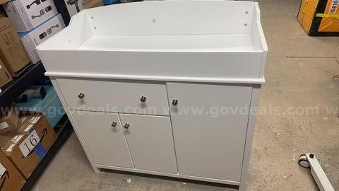 Brand New CT56W White Baby Changing Table Dresser with Drawers, 56" Nursery Diaper Station Storage Cabinet(AB-01)