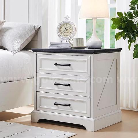 SHIPPING AVAILABLE Dark Gray Farmhouse Nightstand with Charging Station & 3 Large Drawers, Rustic 24.8 Inch Wide(7-07)