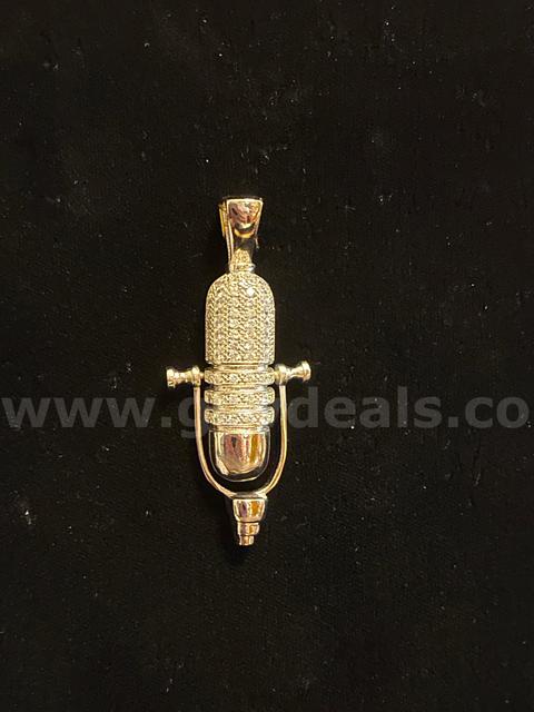 Radiant, Rhodium Filled (Silver), 2 1/2” x 3 3/4”  CZ Articulated Microphone.