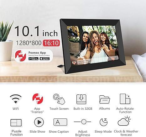 SHIPPING AVAILABLE 32GB FRAMEO 10.1 Inch Smart WiFi Digital Photo Frame 1280x800 IPS LCD Touch Screen(TB-02)