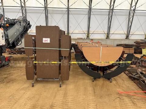 9 Round and 5 Square fold up tables-Good condition