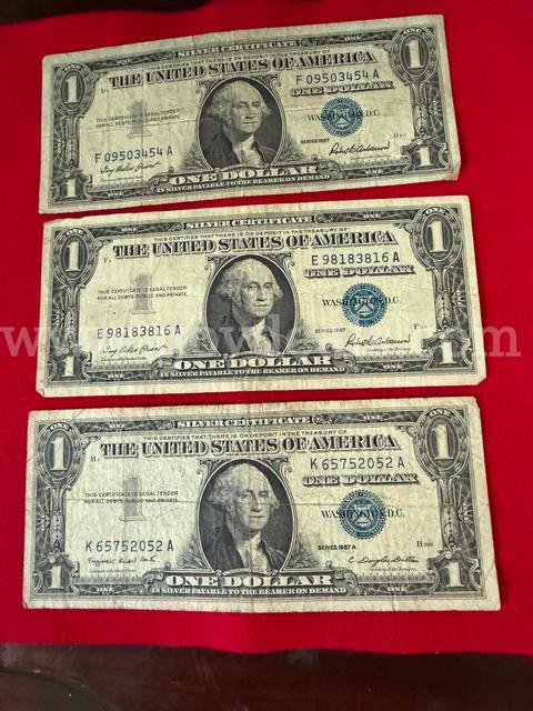3 $1 Silver Certificates circulated
