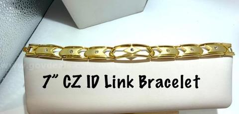 Dazzling, 7β, Ladies, Cubic Zirconia Diamond, ID Link Bracelet