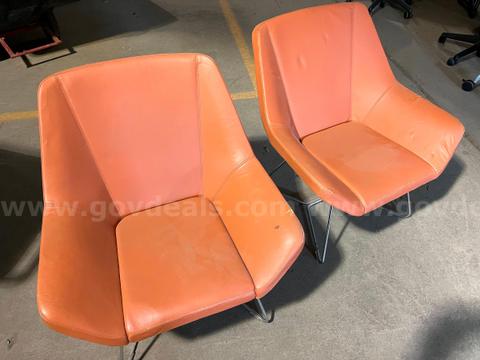 2 orange chairs