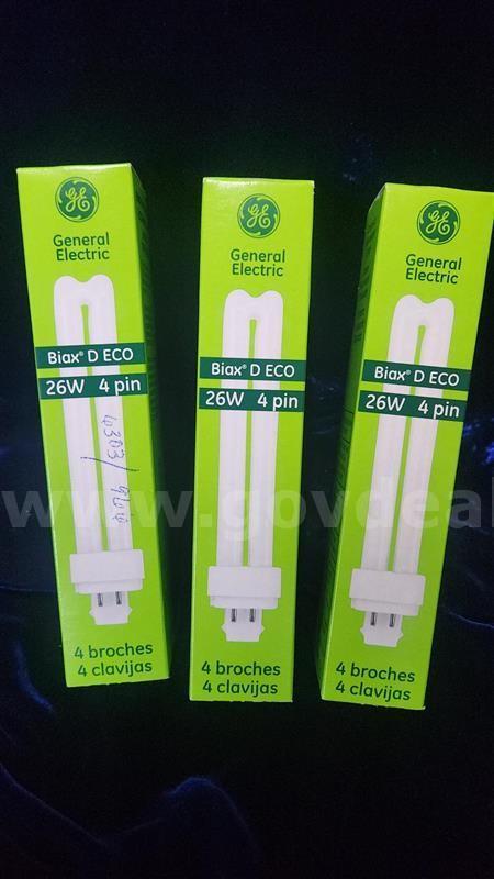 (3) General Electric Biax D ECO 26W 4 Pin Compact Fluorescent Lamp