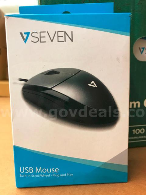 Lot of 37 V7 Seven Optical Wired USB Mouse Black (NIB)