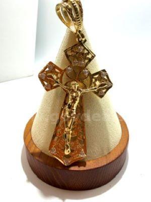Very Large, 24kt Gold Filled, CZ Diamond Cross Pendant