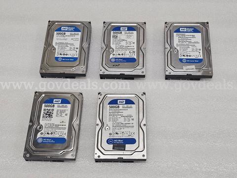 Lot of 5 500gb SATA 3.5" PC Hard Disk Drives WD