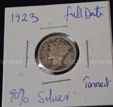 1923 Mercury Dime struck at the historic Philadelphia Mint | 90% silver