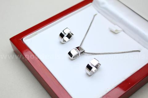 Sterling Silver & Diamond Necklace and Earring Set