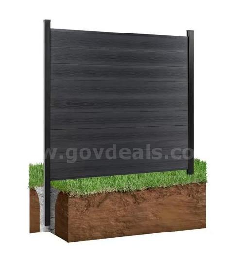 Around 90ft of NEW Composite Privacy Fence  DARK GRAY – Includes 15 sections with aluminum posts and hardware MSRP $7500