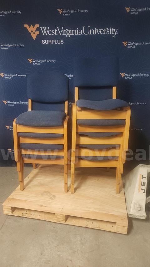 (9) Wooden, stackable chairs