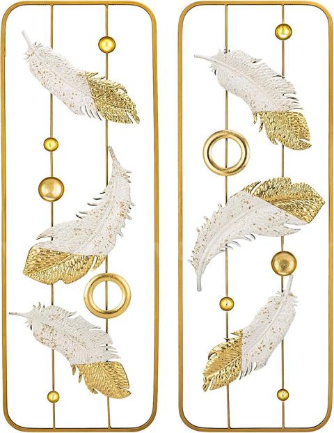 Brand New - 2 Pack Gold Wall Art Décor, 35" Rectangular Panels Metal Work - Shipping Available