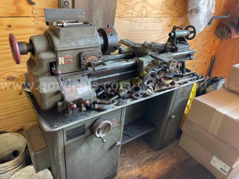 Delta Metal Lathe with Cabinet Base & Tooling Accessories