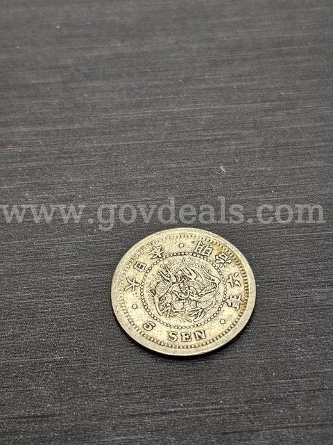 Very Early Dated Japan Dragon 5 Sen Silver Coin, Very Rare