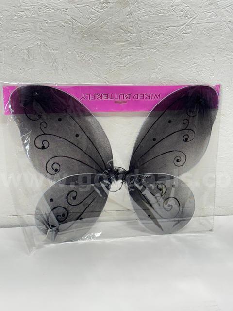 Brand New - Organza Nylon Butterfly Fairy Wings w/Rhinestone Glitters (22" x 15", Black) - Shipping Available