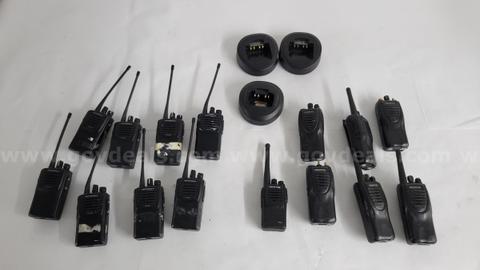 Mixed Lot of 15 Walkie Talkies and Docks (Kenwood, Motorola, Mag One, Alpha One)