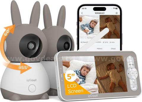 SHIPPING AVAILABLE ieGeek 2K Split-Screen Baby Monitor, 5" Audio Baby Monitor wi
