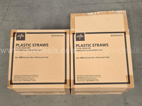 Medline Individually-Wrapped Flex Plastic Straws - 2 Cases (3,200 Total Count)