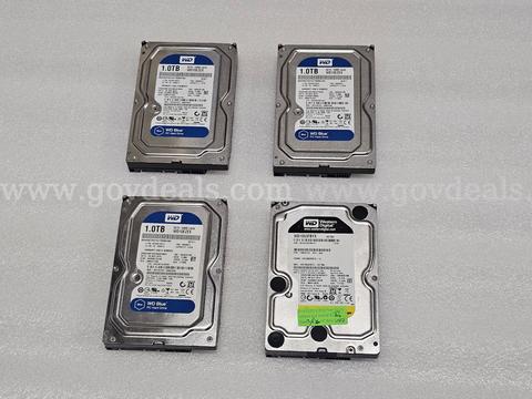 Lot of 4 1TB SATA 3.5" PC Hard Disk Drives WD