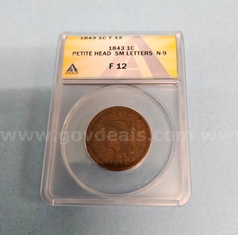 Braided Hair Cent 1843 Penny Coin