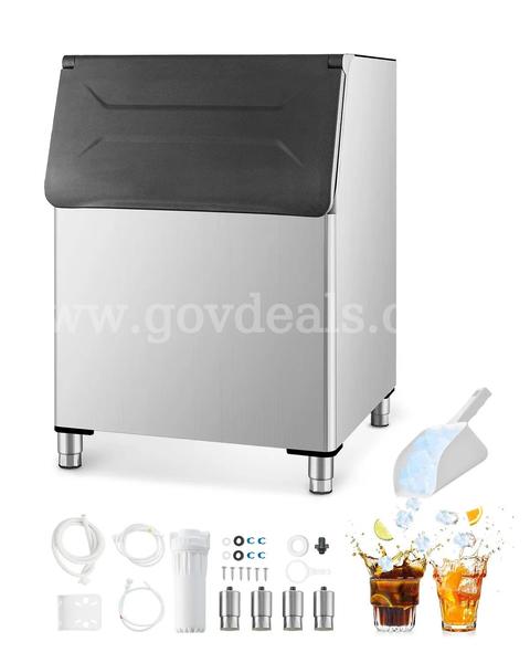 Commercial Ice Maker Storage Bin, 500LBS Capacity Ice Bin, Stainless Steel Ice Storage Bin with Filter (7-J2)