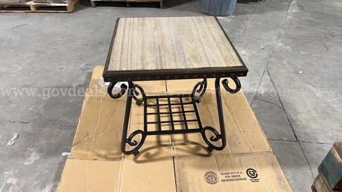SHIPPING AVAILABLE lot of 2 Vintage Scroll Wrought Iron Side Table, 2‑Tier Industrial Plant Stand End Table(AB-03)