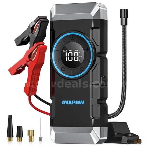SHIPPING AVAILABLE AVAPOW WP2 Jump Starter with Air Compressor 150PSI, 18W QC3.0 Car Battery Booster Pack(100-u)