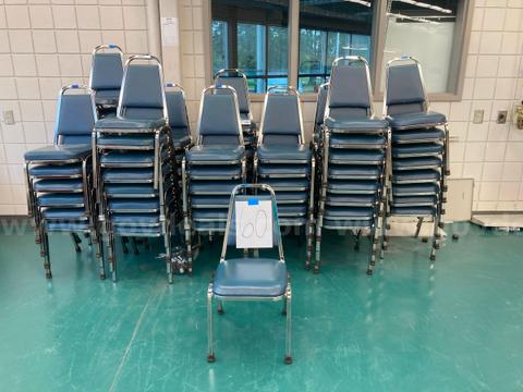 76 blue padded metal chairs