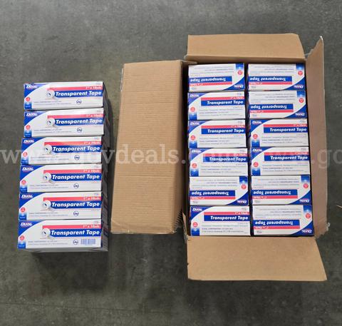 Bulk Lot of Transparent Surgical Tape (1" x 10yds) – Case of 18 Boxes (216 Rolls Total)