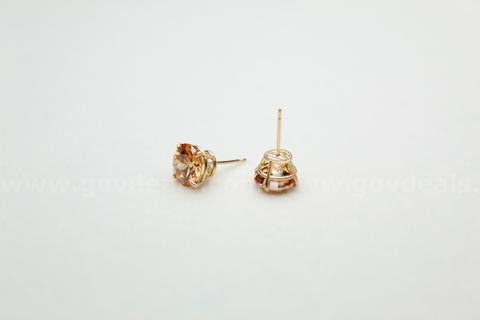 14K Gold Citrine Stud Earrings