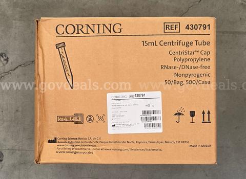12 Cases of Corning 15mL Centrifuge Tubes - CentriStar Cap, Sterile, 500/Case Expired