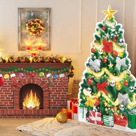 Brand New - 2 Pcs 4.6 ft Giant Christmas Cardboard Fireplace and Stand Ups Christmas Tree - Shipping Available