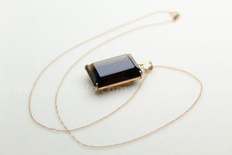 14K Rose Gold Smoky Quartz Pendant on 10K Chain