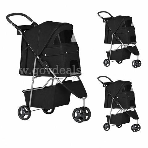 SHIPPING AVAILABLE lot of 3 Foldable 3 Wheels Pet Stroller BP-S13T-Black, Lightweight Dog Cat Carrier Stroller(C2-01)