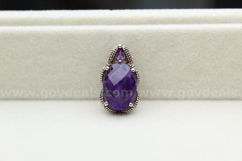 Amethyst & Diamond Sterling Silver Pendant