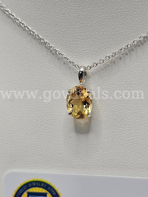 Beautiful 3 Piece Citrine Earrings, Pendant, Necklace  Solid Sterling Silver  W/Appraisal