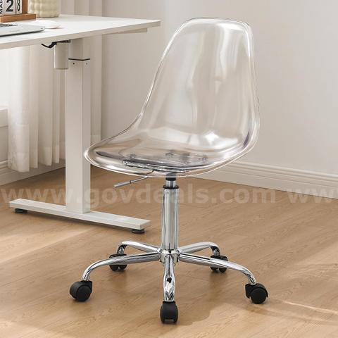 SHIPPING AVAILABLE Lessmore Clear Desk Chair, Adjustable Acrylic Home Office Chair with Wheels, Swivel Vanity(A-14)
