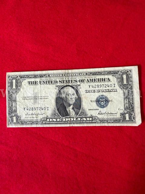 $1 1935 F Series  "MISCUT/OFF CENTER" circulated