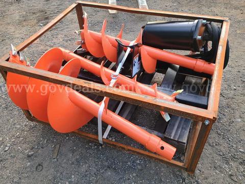 Factory -NEW Raytree RMA112 Heavy Duty Skid Steer Auger Set w/ 3 Bits 6"/12"/18" Post Hole Digger